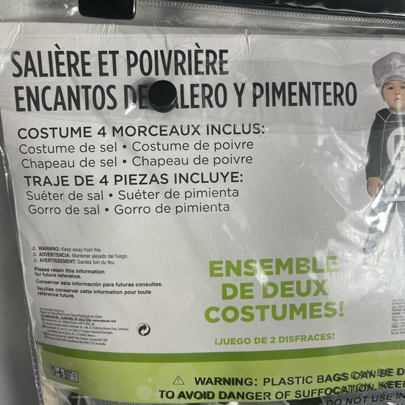 Salt and Pepper Halloween Costume Set 4pcs. Shaker Sweeties Infant 0-6 Months - Picture 6 of 7